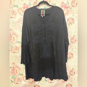 JOHNNY WAS Elegant Black Embroidered Women's Top Med